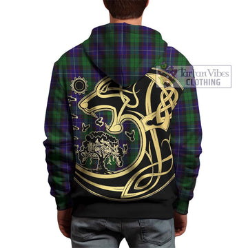 Mitchell Tartan Hoodie with Family Crest Celtic Wolf Style - Tartan Vibes Clothing