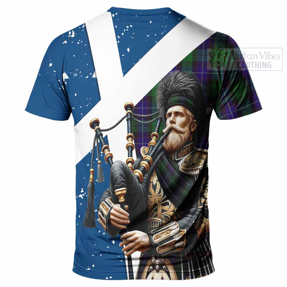 Mitchell Tartan T-Shirt with Family Crest Scottish Bagpiper Vibes - Tartan Vibes Clothing