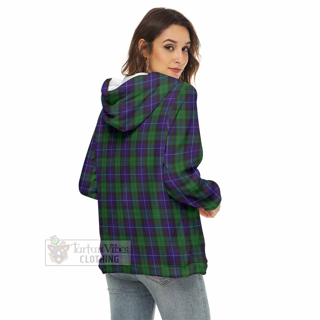 Mitchell Tartan Women's Borg Fleece Hoodie with Half Zip with Family Crest - Tartan Vibes Clothing