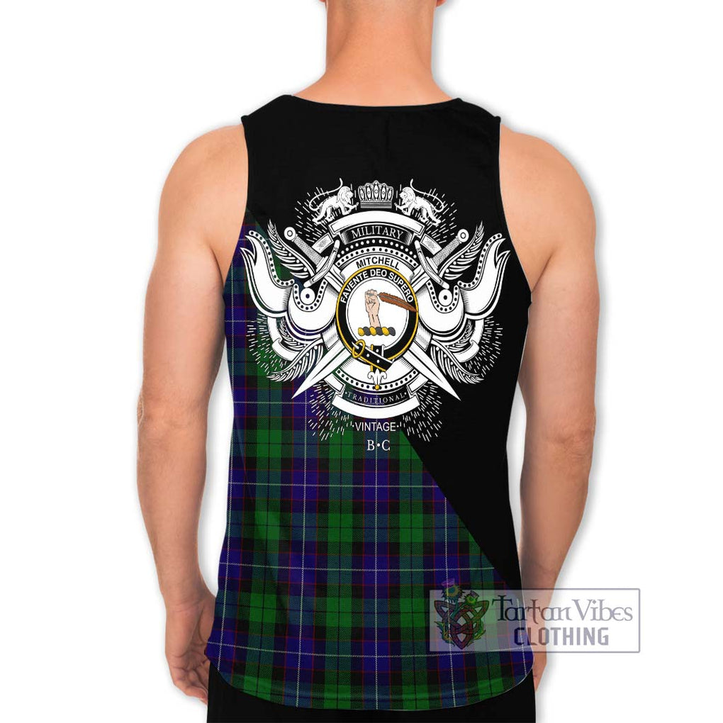 Mitchell Tartan Men's Tank Top with Family Crest and Military Logo Style - Tartan Vibes Clothing