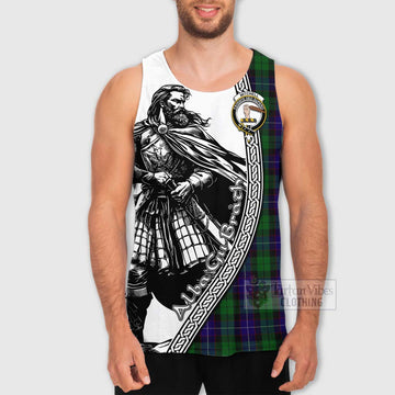 Mitchell Tartan Clan Crest Men's Tank Top with Highlander Warrior Celtic Style - Tartan Vibes Clothing