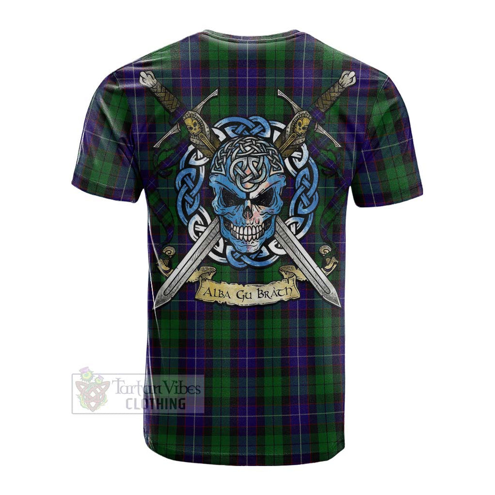 Mitchell Tartan Cotton T-shirt with Family Crest Celtic Skull Style Men's Shirt - Tartan Vibes Clothing