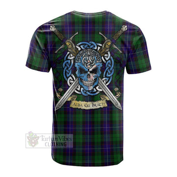 Mitchell Tartan Cotton T-shirt with Family Crest Celtic Skull Style Men's Shirt - Tartan Vibes Clothing