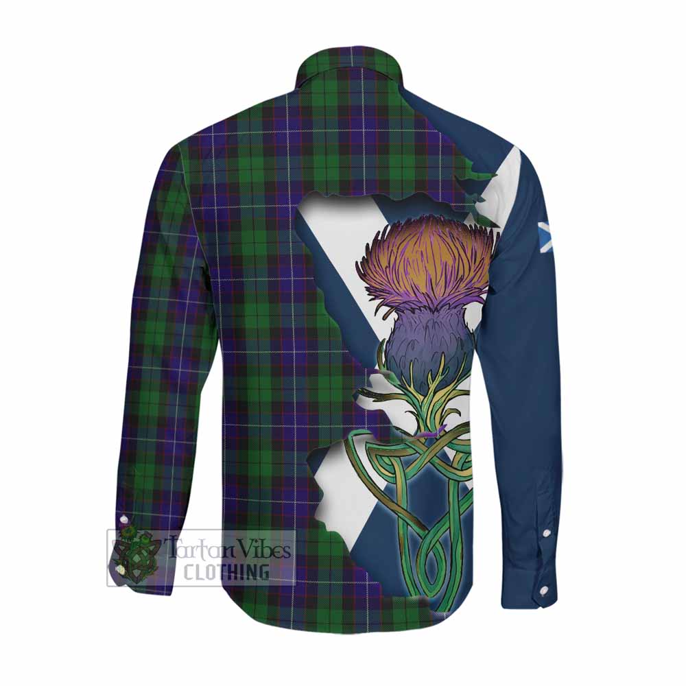 Mitchell Tartan Family Crest Long Sleeve Button Shirt Scottish Thistle Celtic Inspired Men's Shirt - Tartan Vibes Clothing