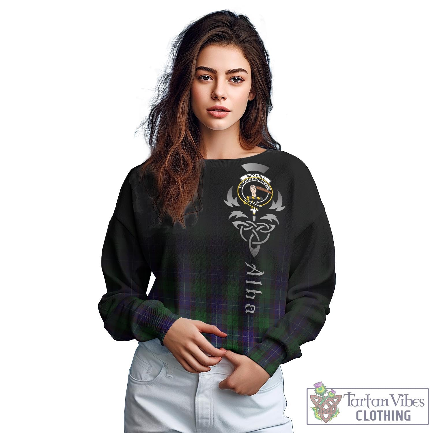 Tartan Vibes Clothing Mitchell Tartan Sweatshirt Featuring Alba Gu Brath Family Crest Celtic Inspired