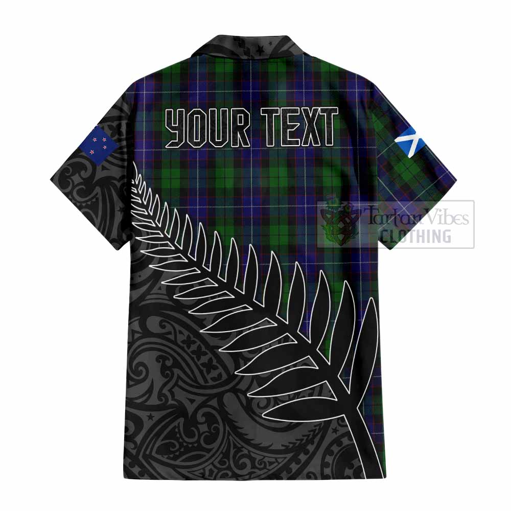Tartan Vibes Clothing Mitchell Crest Tartan Short Sleeve Button Shirt with New Zealand Silver Fern Half Style