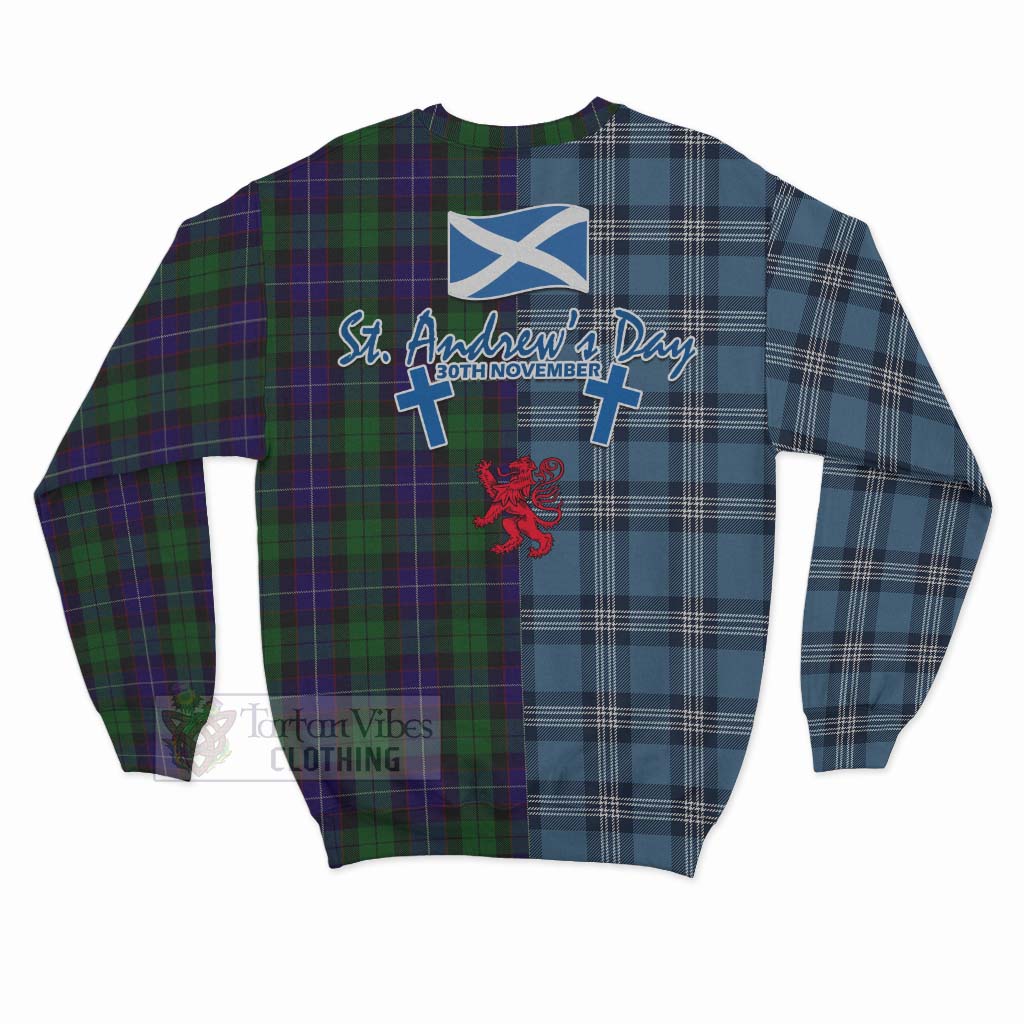 Mitchell Tartan Sweatshirt Happy St. Andrew's Day Half Tartan Style - Tartan Vibes Clothing