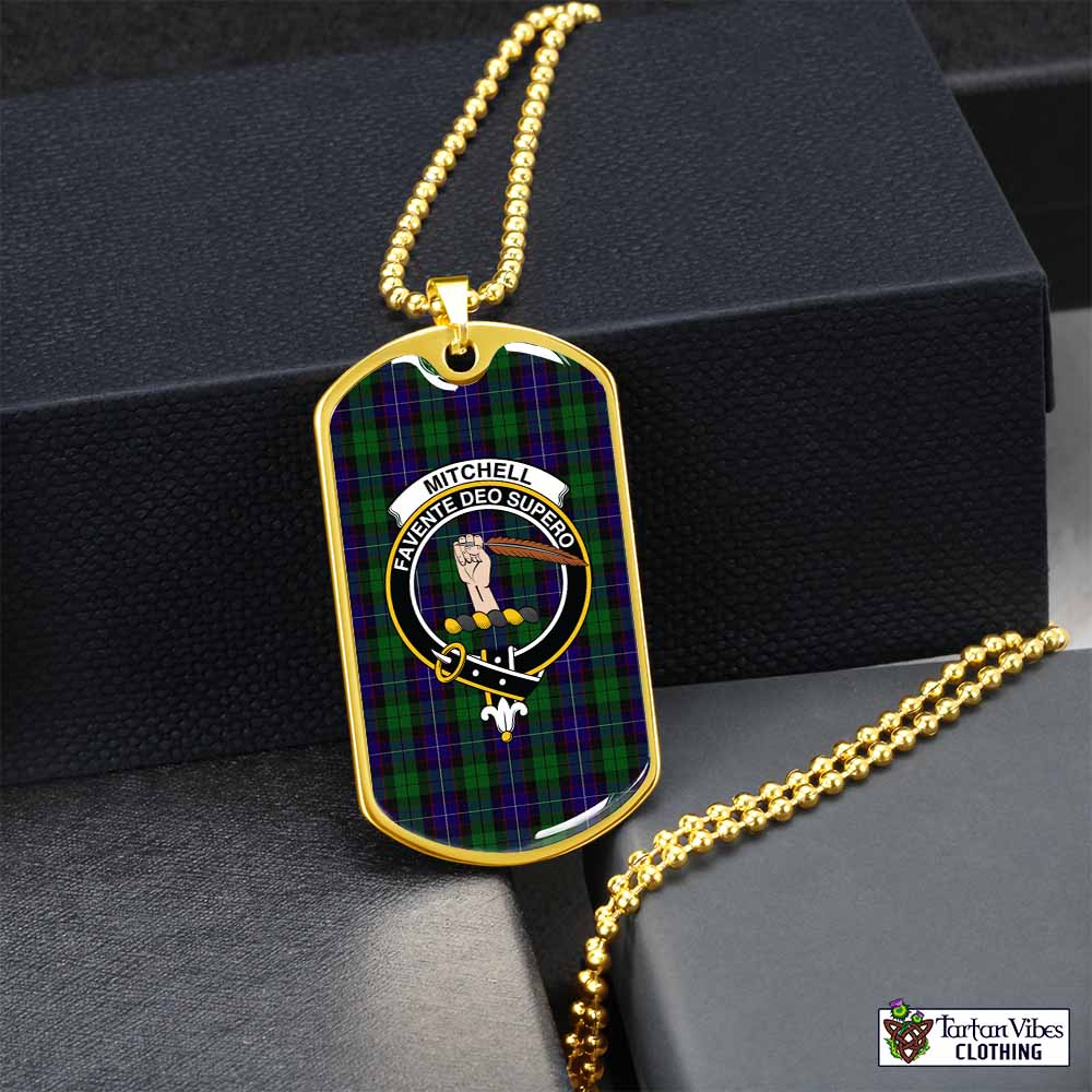 Mitchell Tartan Dog Tag Necklace with Family Crest Gold No - Tartan Vibes Clothing