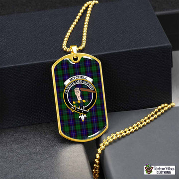 Tartan Vibes Clothing Mitchell Tartan Dog Tag Necklace with Family Crest