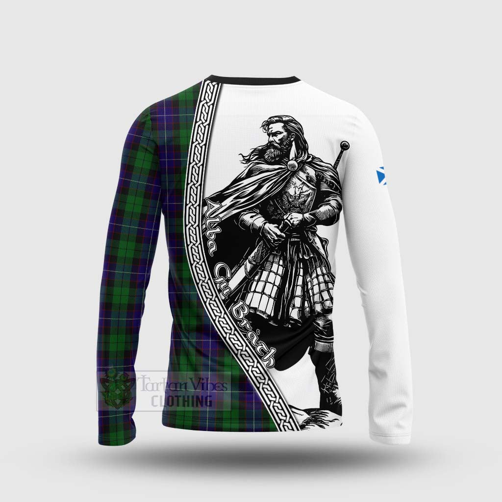 Mitchell Tartan Clan Crest Long Sleeve T-Shirt with Highlander Warrior Celtic Style - Tartan Vibes Clothing