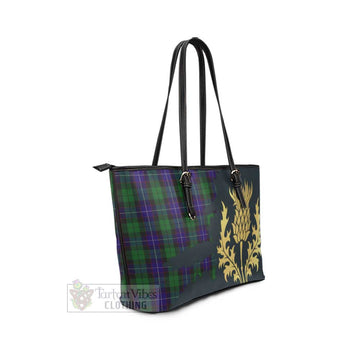 Tartan Vibes Clothing Mitchell Tartan Leather Tote Bag Gold Thistle Style