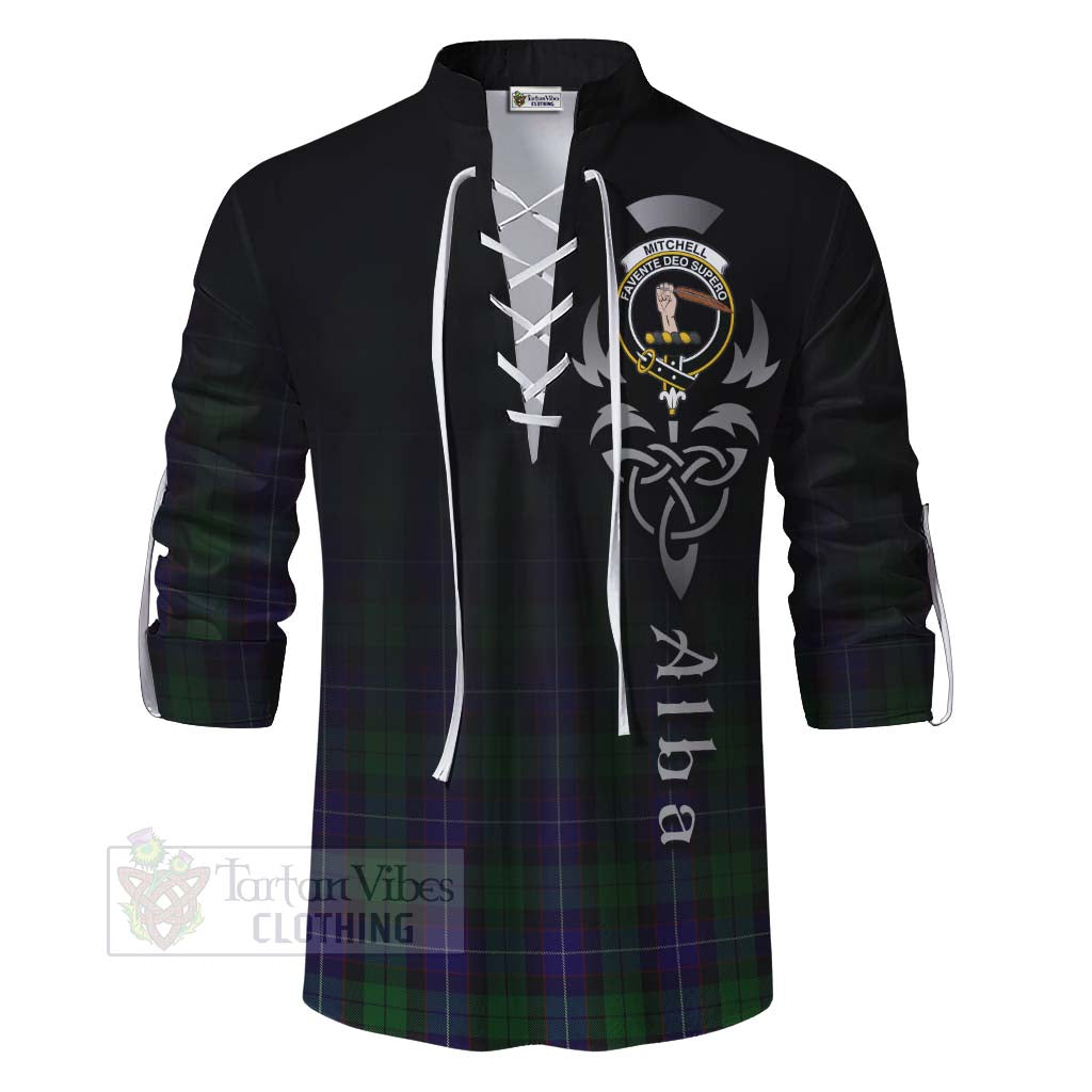 Mitchell Tartan Ghillie Kilt Shirt Featuring Alba Gu Brath Family Crest Celtic Inspired - Tartan Vibes Clothing