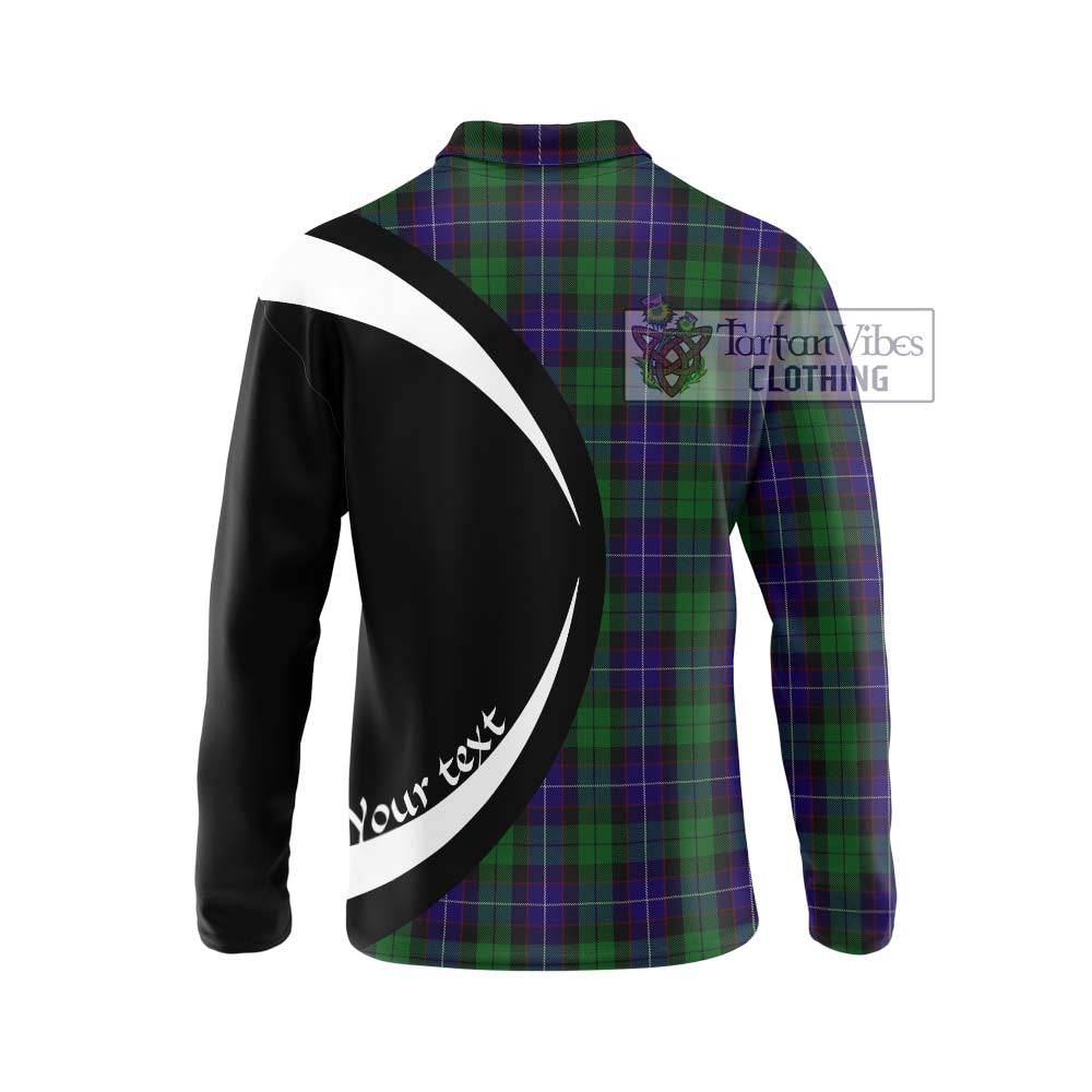 Mitchell Tartan Long Sleeve Polo Shirt with Family Crest Circle Style - Tartan Vibes Clothing