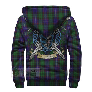 Mitchell Tartan Sherpa Hoodie with Family Crest Celtic Skull Style - Tartan Vibes Clothing