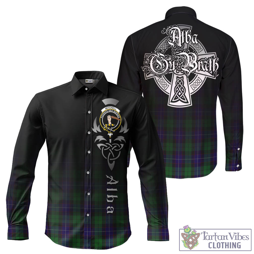 Mitchell Tartan Long Sleeve Button Up Featuring Alba Gu Brath Family Crest Celtic Inspired - Tartan Vibes Clothing