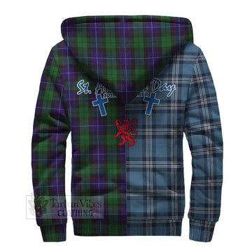 Mitchell Tartan Sherpa Hoodie Happy St. Andrew's Day Half Tartan Style - Tartan Vibes Clothing