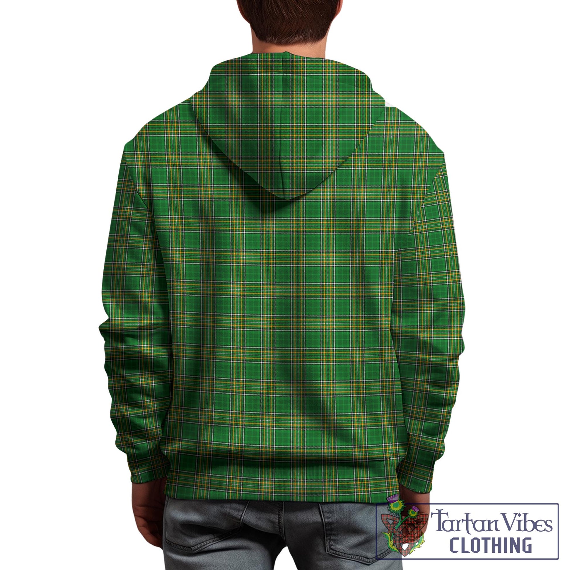Tartan Vibes Clothing Mitchell Ireland Clan Tartan Hoodie with Coat of Arms