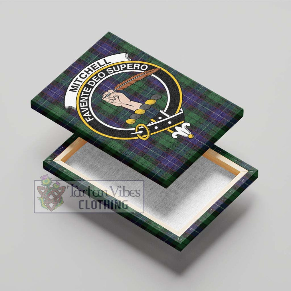 Mitchell Tartan Canvas Print Wall Art with Family Crest - Tartan Vibes Clothing