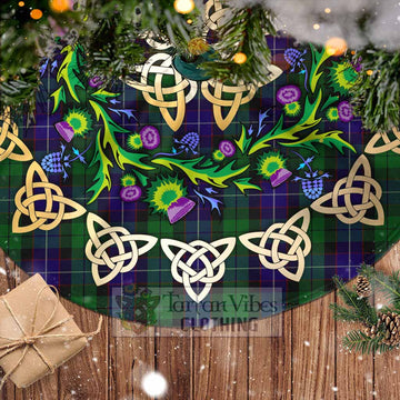 Tartan Vibes Clothing Mitchell Tartan Christmas Tree Skirt with Thistle Celtic Knot Style