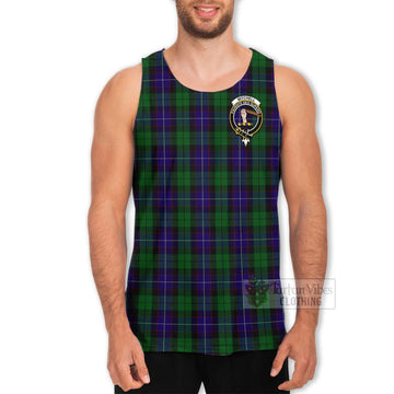 Mitchell Tartan Men's Tank Top with Family Crest and Bearded Skull Holding Bottles of Whiskey - Tartan Vibes Clothing