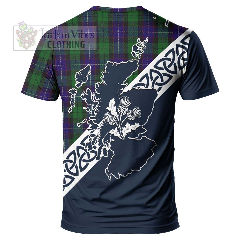 Mitchell Tartan T-Shirt Featuring Thistle and Scotland Map - Tartanvibesclothing Store