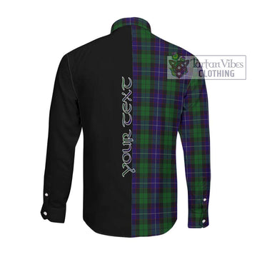 Mitchell Tartan Long Sleeve Button Shirt with Family Crest and Half Of Me Style Men's Shirt - Tartanvibesclothing Shop