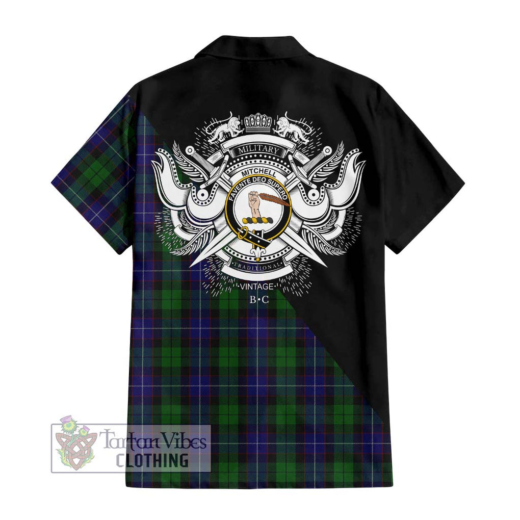 Mitchell Tartan Hawaiian Shirt with Family Crest and Military Logo Style - Tartan Vibes Clothing