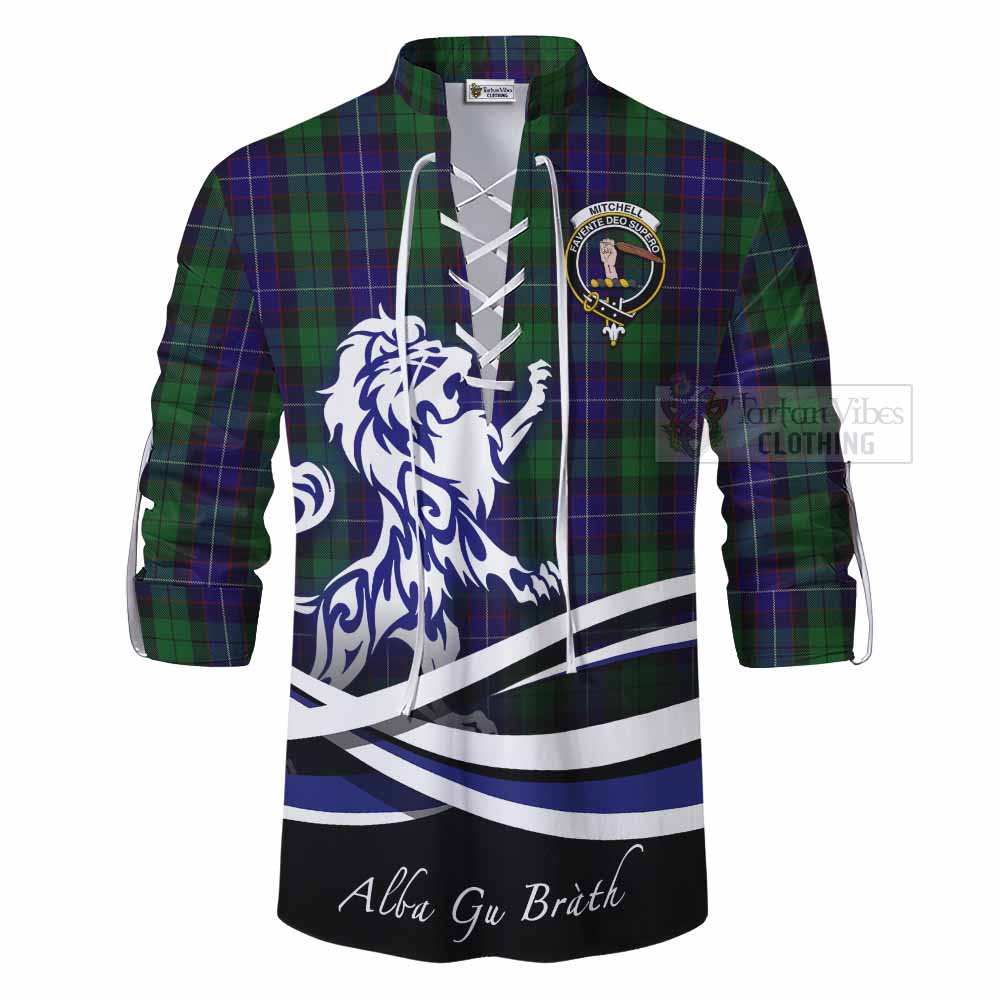 Mitchell Tartan Ghillie Kilt Shirt with Alba Gu Brath Regal Lion Emblem - Tartan Vibes Clothing