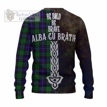 Mitchell Tartan Family Crest Knitted Sweater Alba Gu Brath Be Brave Lion Ancient Style - Tartan Vibes Clothing