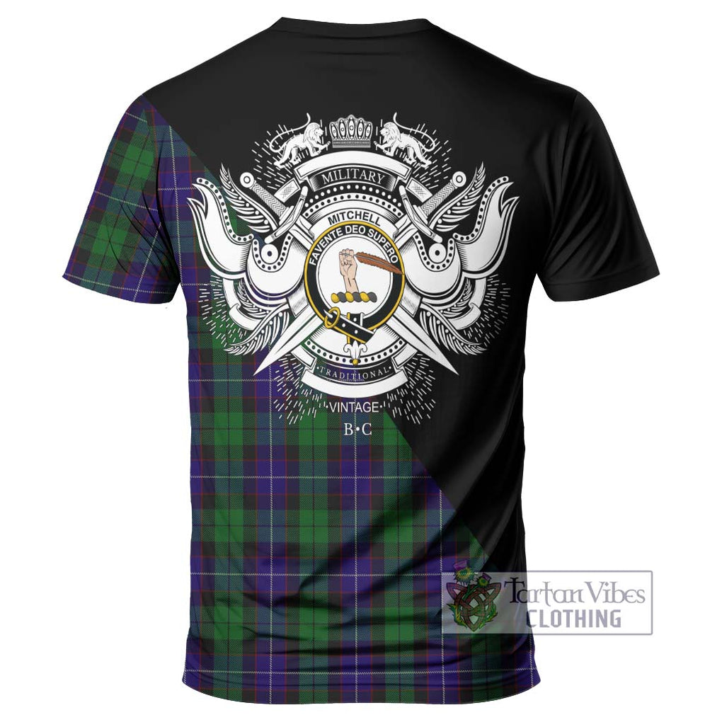 Mitchell Tartan T-Shirt with Family Crest and Military Logo Style - Tartan Vibes Clothing