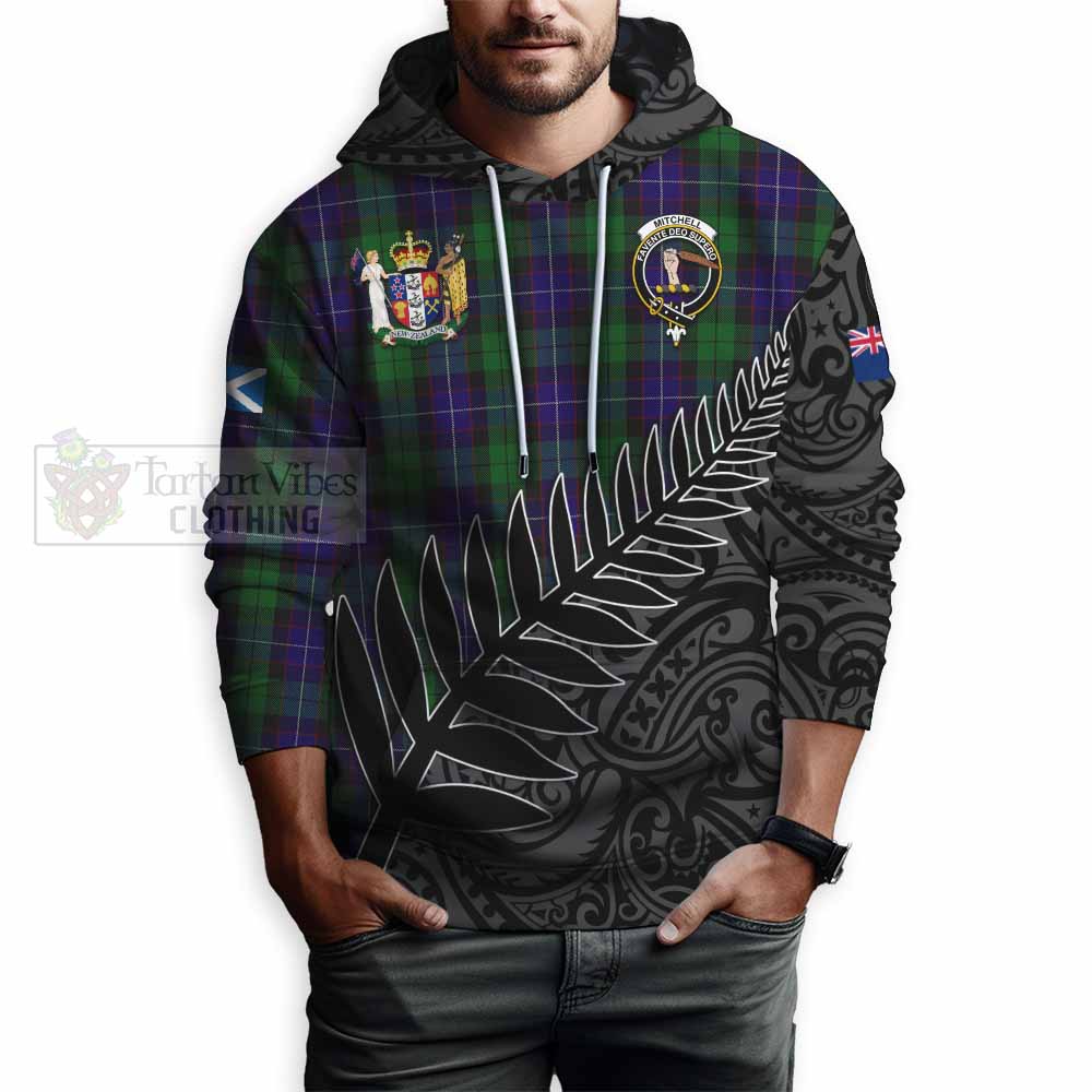 Tartan Vibes Clothing Mitchell Crest Tartan Hoodie with New Zealand Silver Fern Half Style