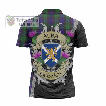 Mitchell Tartan Family Crest Zipper Polo Shirt Lion Rampant Royal Thistle Shield Celtic Inspired - Tartan Vibes Clothing