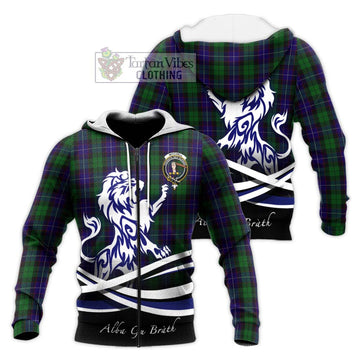 Mitchell Tartan Knitted Hoodie with Alba Gu Brath Regal Lion Emblem Unisex Knitted Zip Hoodie - Tartan Vibes Clothing