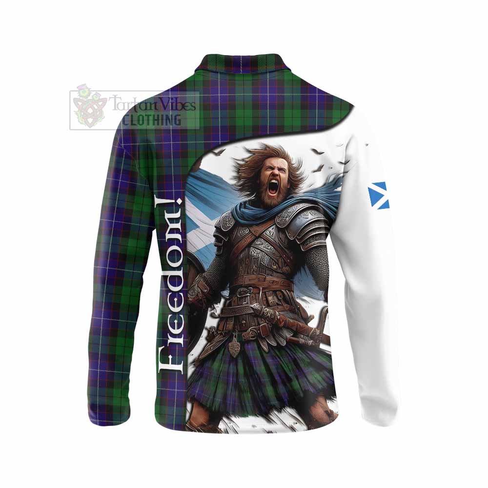 Tartan Vibes Clothing Mitchell Crest Tartan Long Sleeve Polo Shirt Inspired by the Freedom of Scottish Warrior