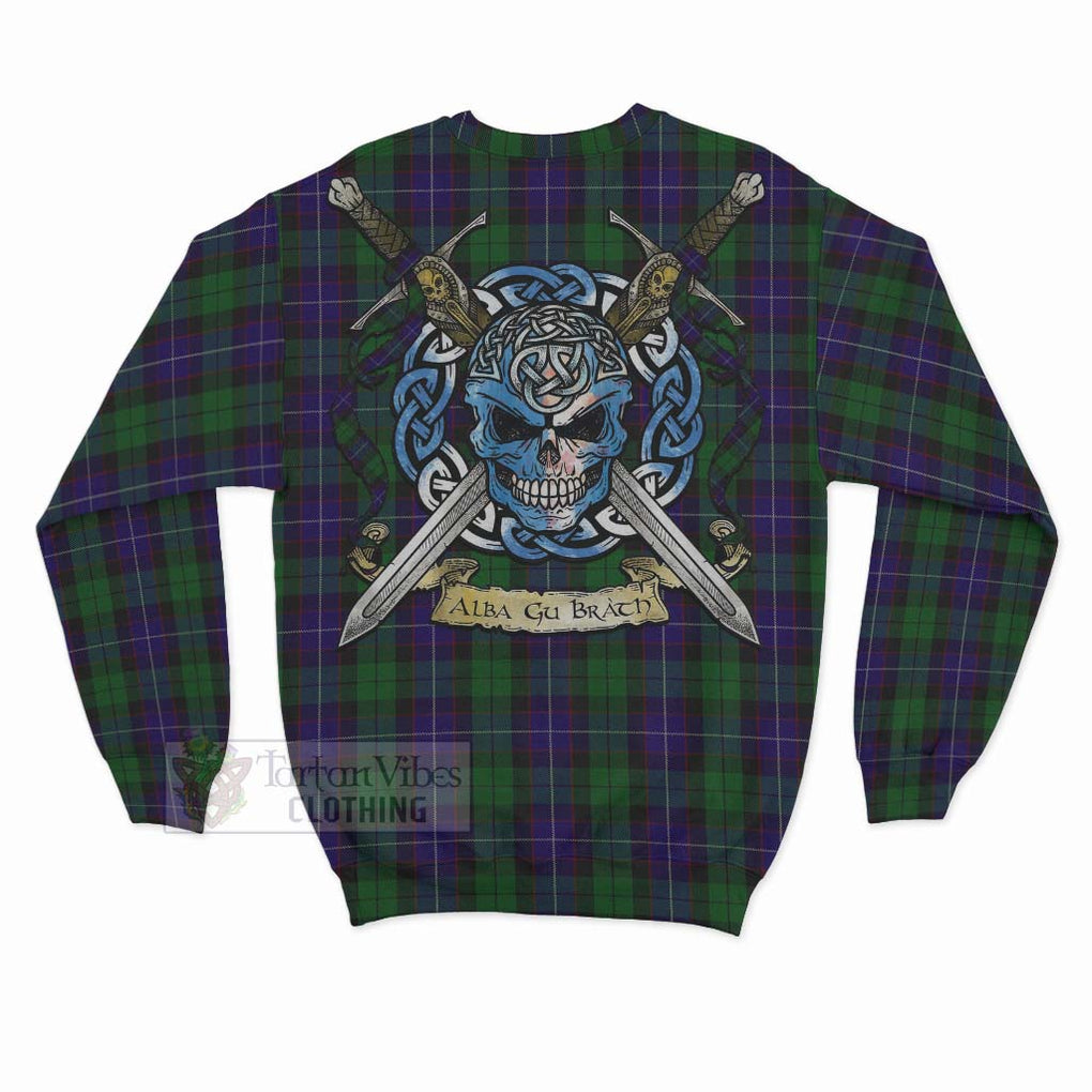 Mitchell Tartan Sweatshirt with Family Crest Celtic Skull Style - Tartan Vibes Clothing
