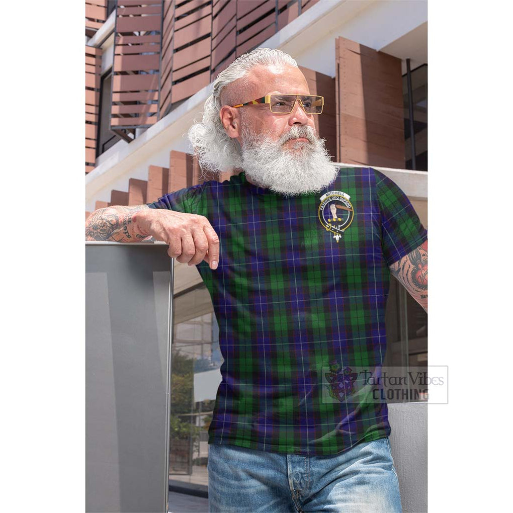 Mitchell Tartan Cotton T-shirt with Family Crest Celtic Skull Style - Tartan Vibes Clothing