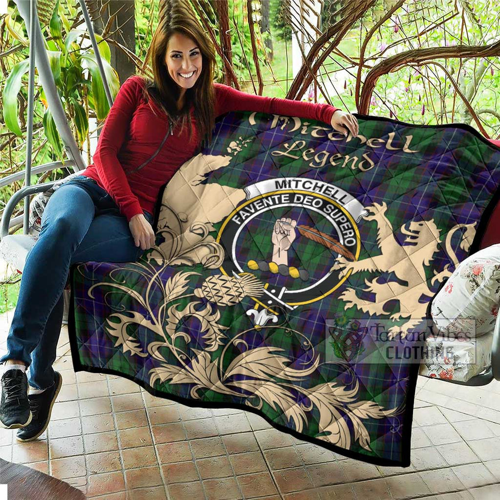 Tartan Vibes Clothing Mitchell Tartan Quilt with Family Crest and Scottish Symbol Style