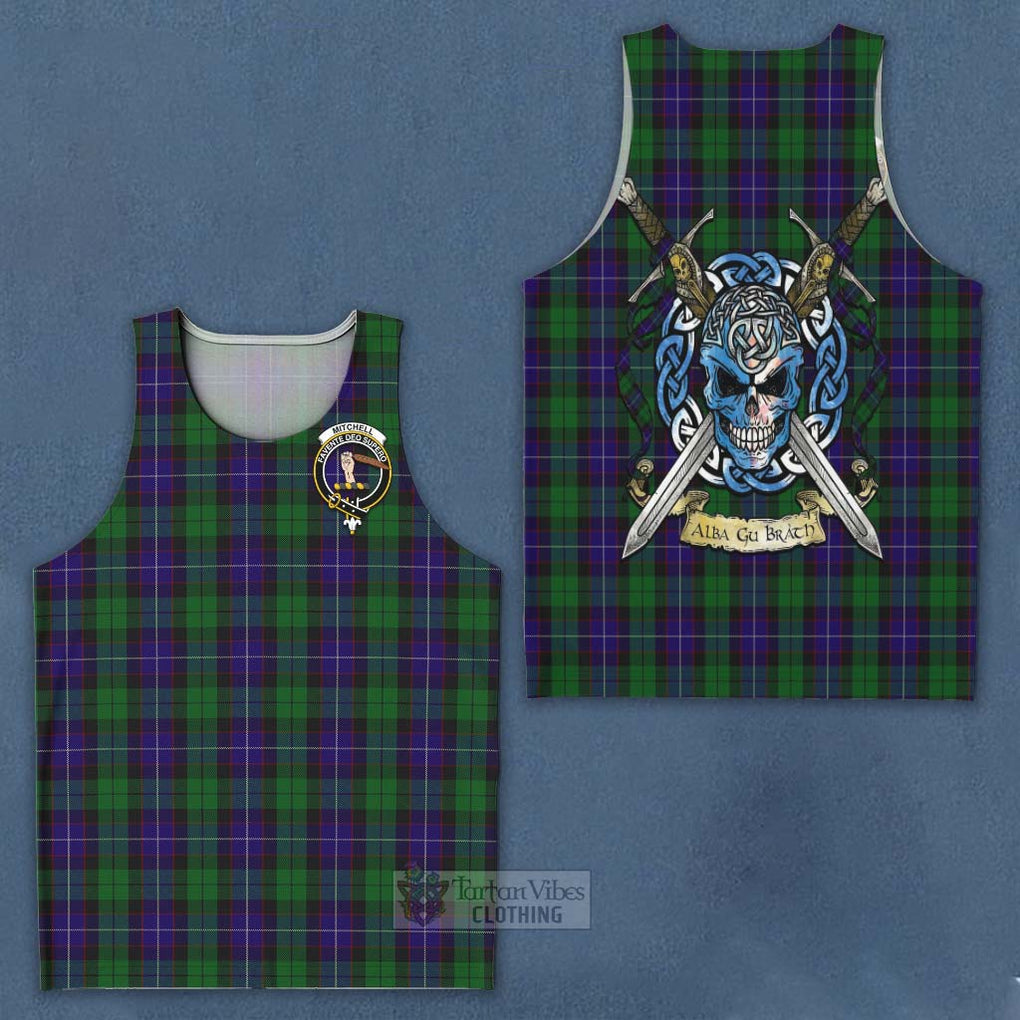 Mitchell Tartan Men's Tank Top with Family Crest Celtic Skull Style - Tartan Vibes Clothing