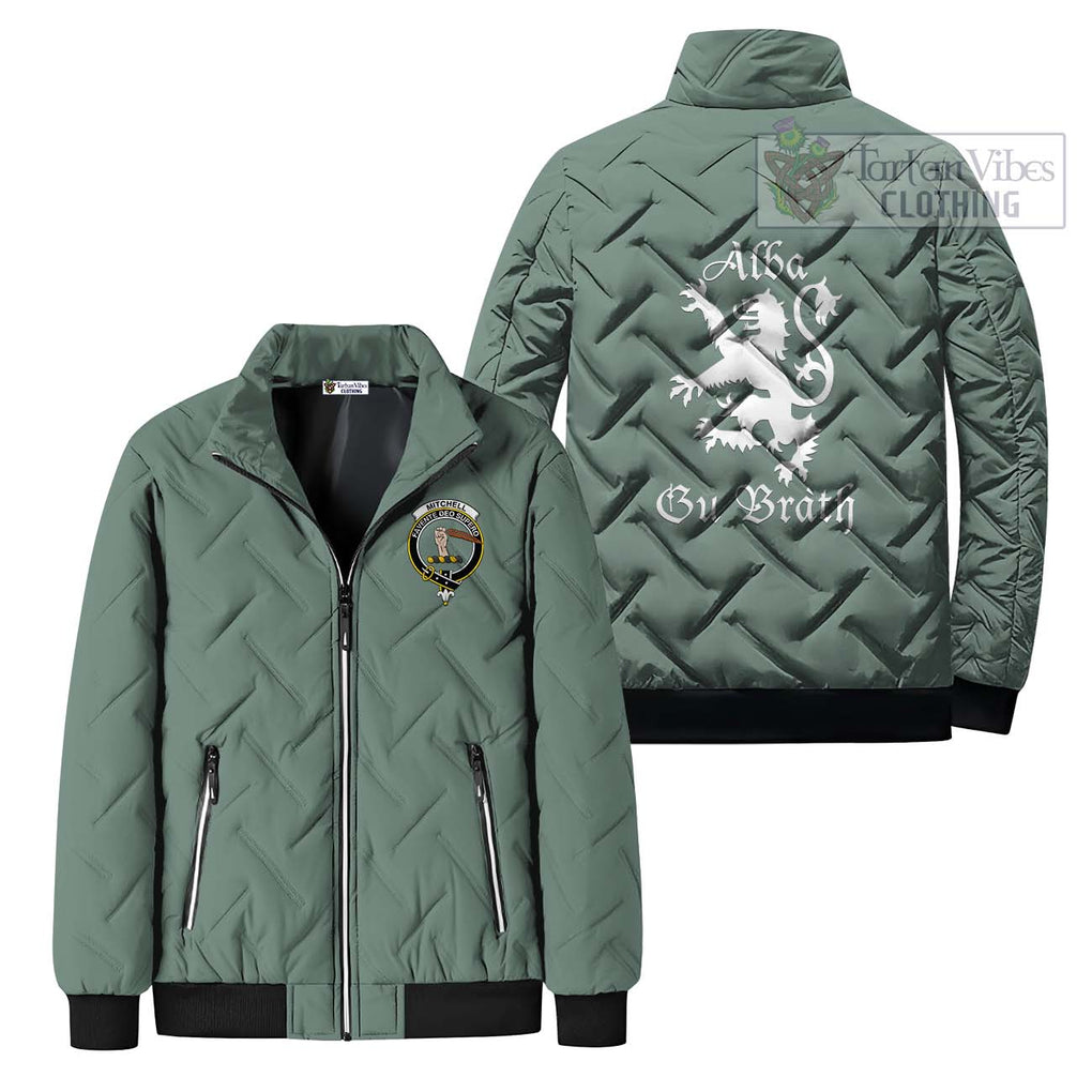 Mitchell Family Crest Padded Cotton Jacket Lion Rampant Alba Gu Brath Style - 2D-tartanvibesclothing