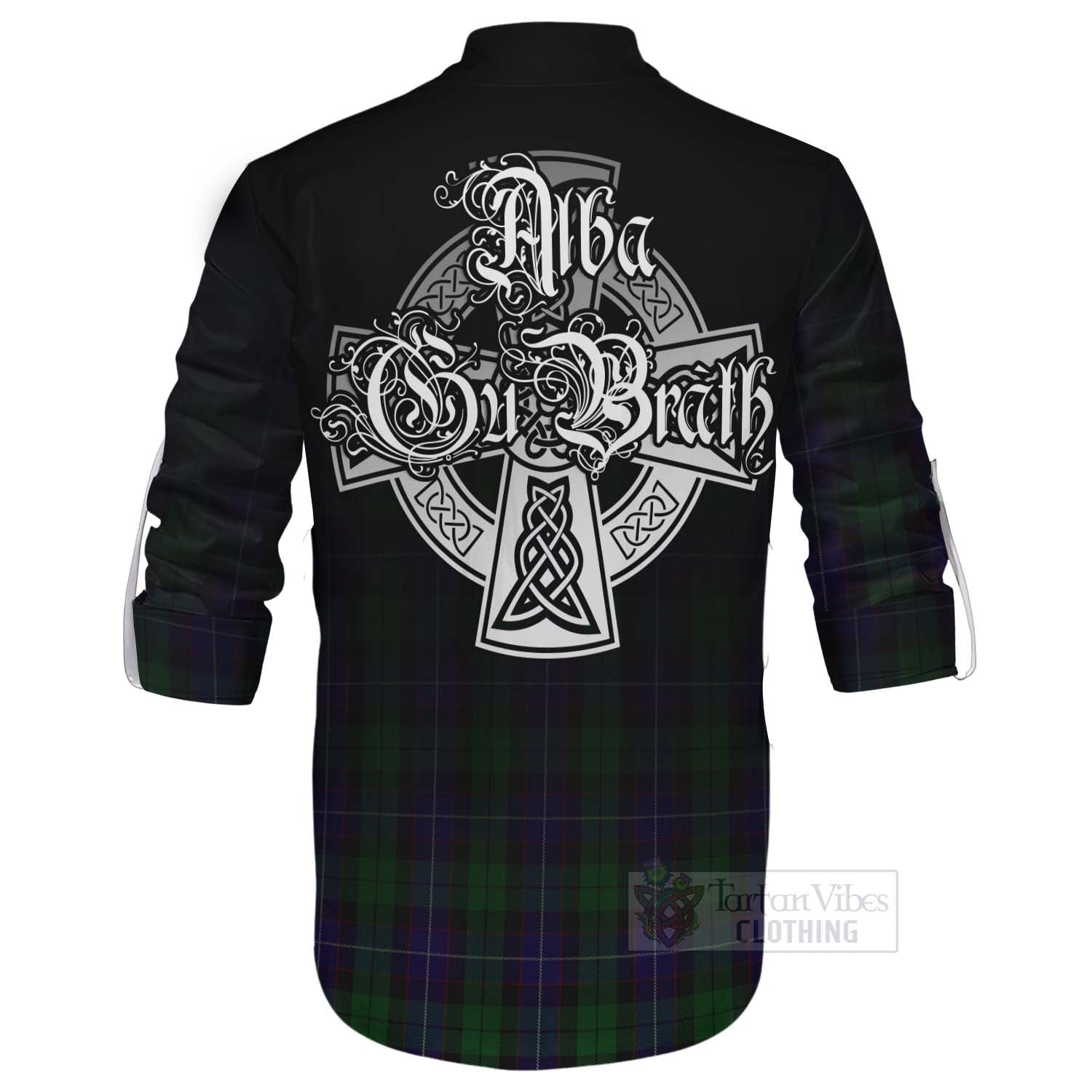 Mitchell Tartan Ghillie Kilt Shirt Featuring Alba Gu Brath Family Crest Celtic Inspired - Tartan Vibes Clothing