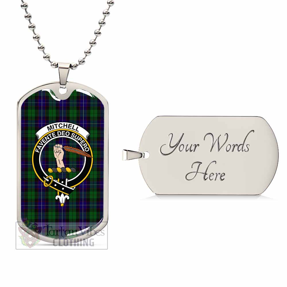 Mitchell Tartan Dog Tag Necklace with Family Crest Silver Yes - Tartan Vibes Clothing