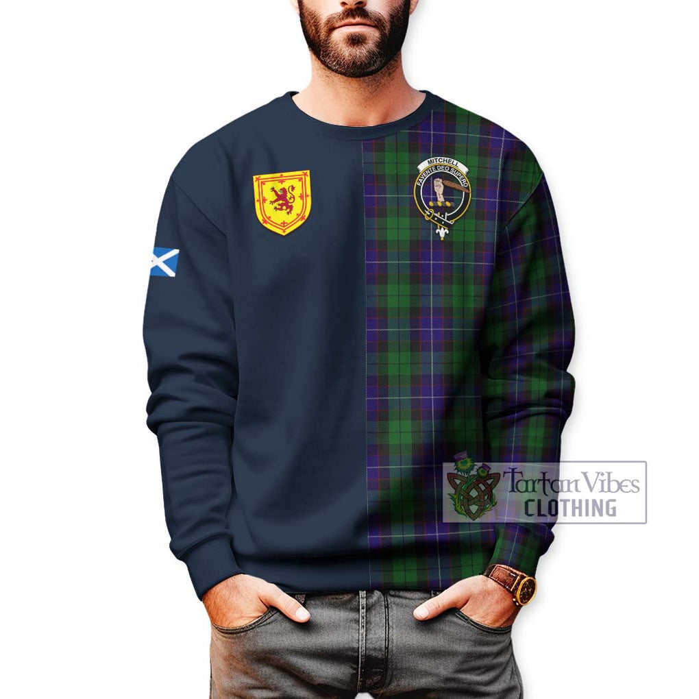 Mitchell Tartan Sweatshirt Alba with Scottish Lion Royal Arm Half Style - Tartan Vibes Clothing