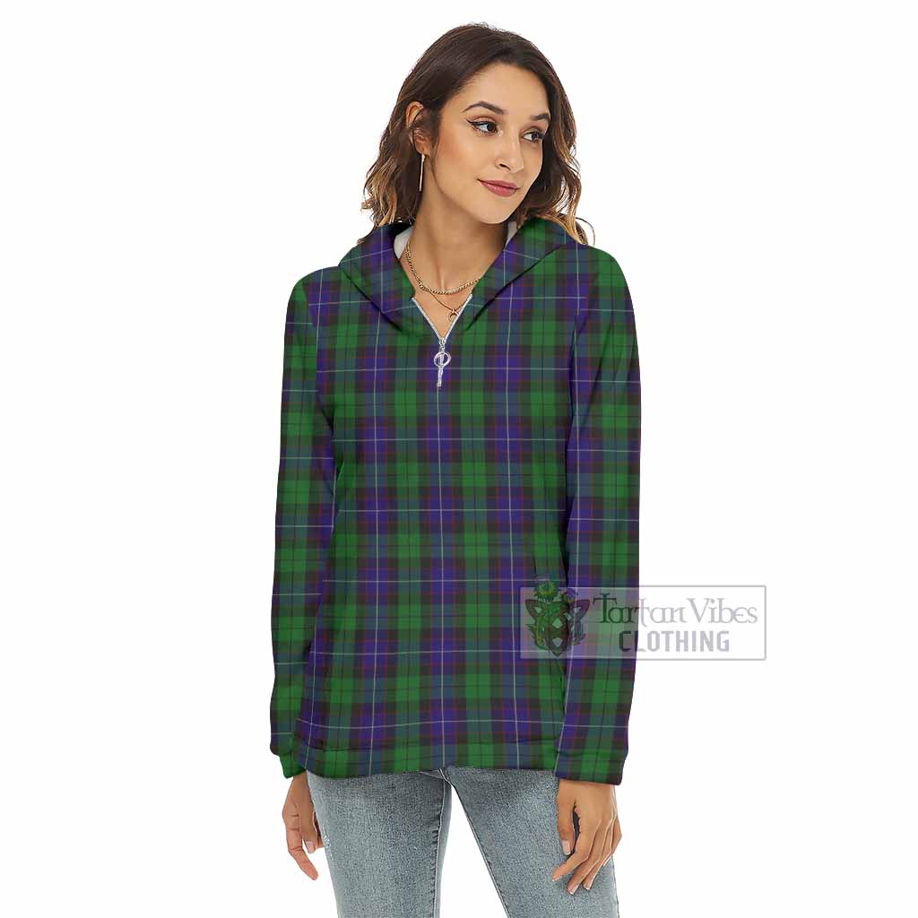 Mitchell Tartan Women's Borg Fleece Hoodie with Half Zip - Tartan Vibes Clothing