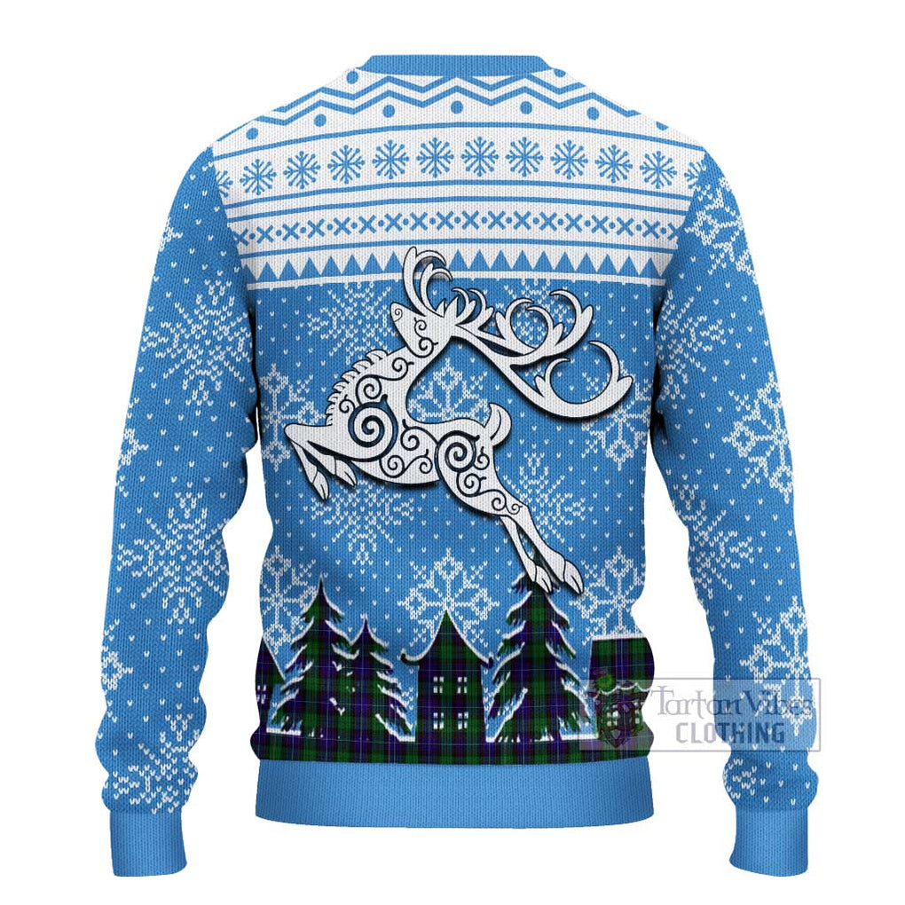 Mitchell Clan Christmas Ugly Sweater Celtic Reindeer Style - Tartan Vibes Clothing