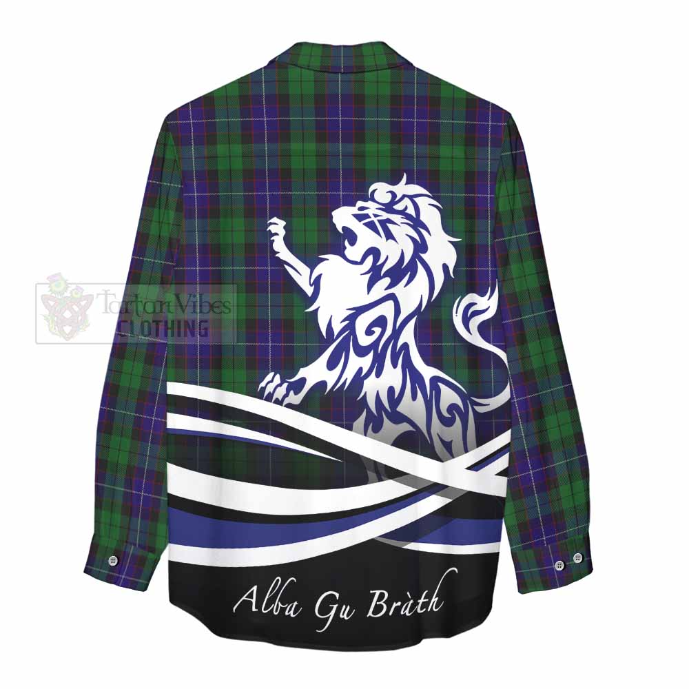 Mitchell Tartan Women's Casual Shirt with Alba Gu Brath Regal Lion Emblem - Tartan Vibes Clothing