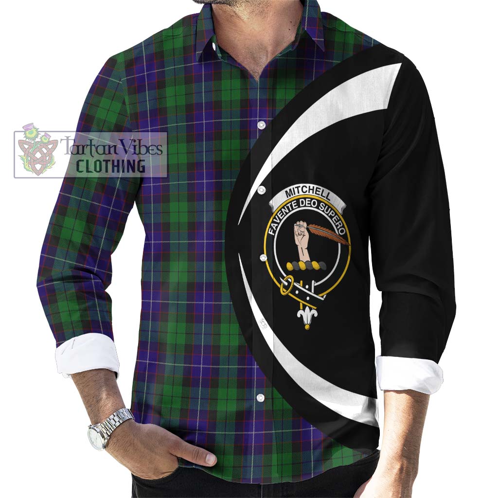 Mitchell Tartan Long Sleeve Button Up with Family Crest Circle Style - Tartan Vibes Clothing