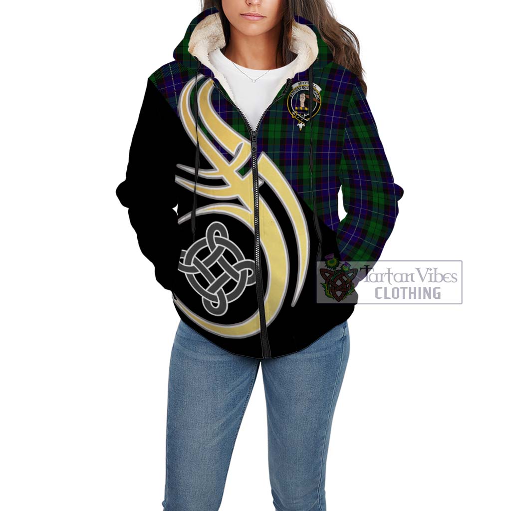 Mitchell Tartan Sherpa Hoodie with Family Crest and Celtic Symbol Style Unisex - Tartan Vibes Clothing