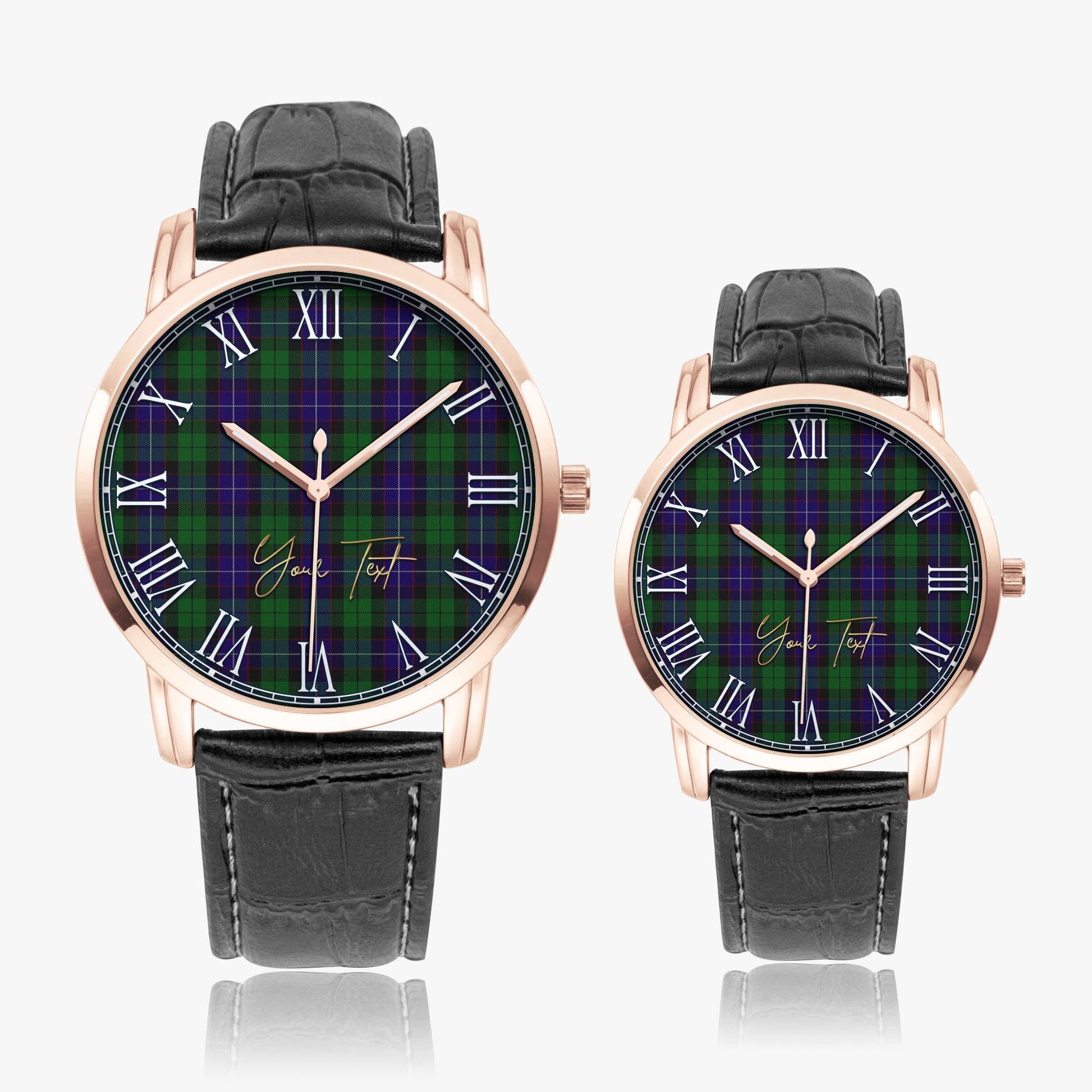 Mitchell Tartan Personalized Your Text Leather Trap Quartz Watch - Tartan Vibes Clothing
