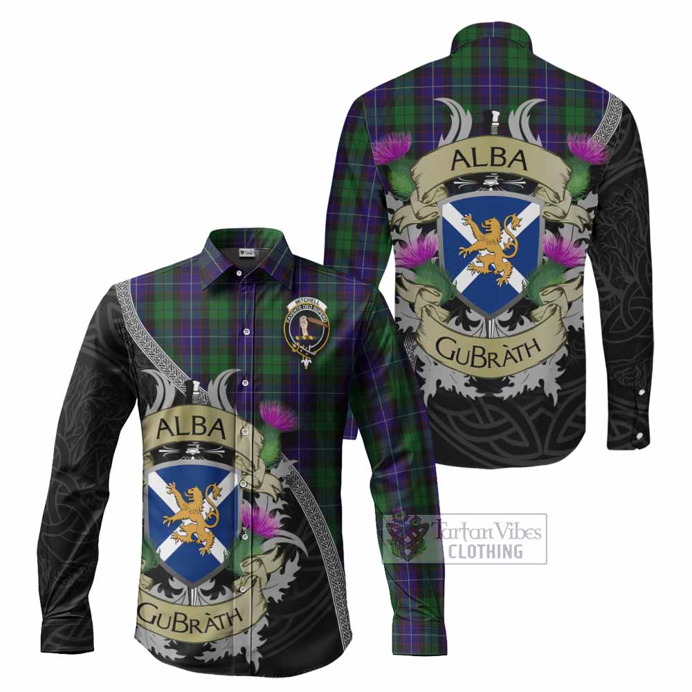 Mitchell Tartan Family Crest Long Sleeve Button Shirt Lion Rampant Royal Thistle Shield Celtic Inspired - Tartan Vibes Clothing