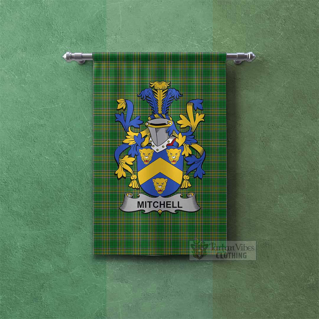 Tartan Vibes Clothing Mitchell Irish Clan Tartan Gonfalon, Tartan Banner with Coat of Arms